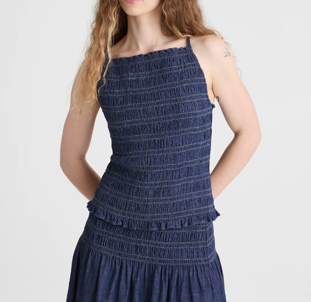 Denim Smocked Tank