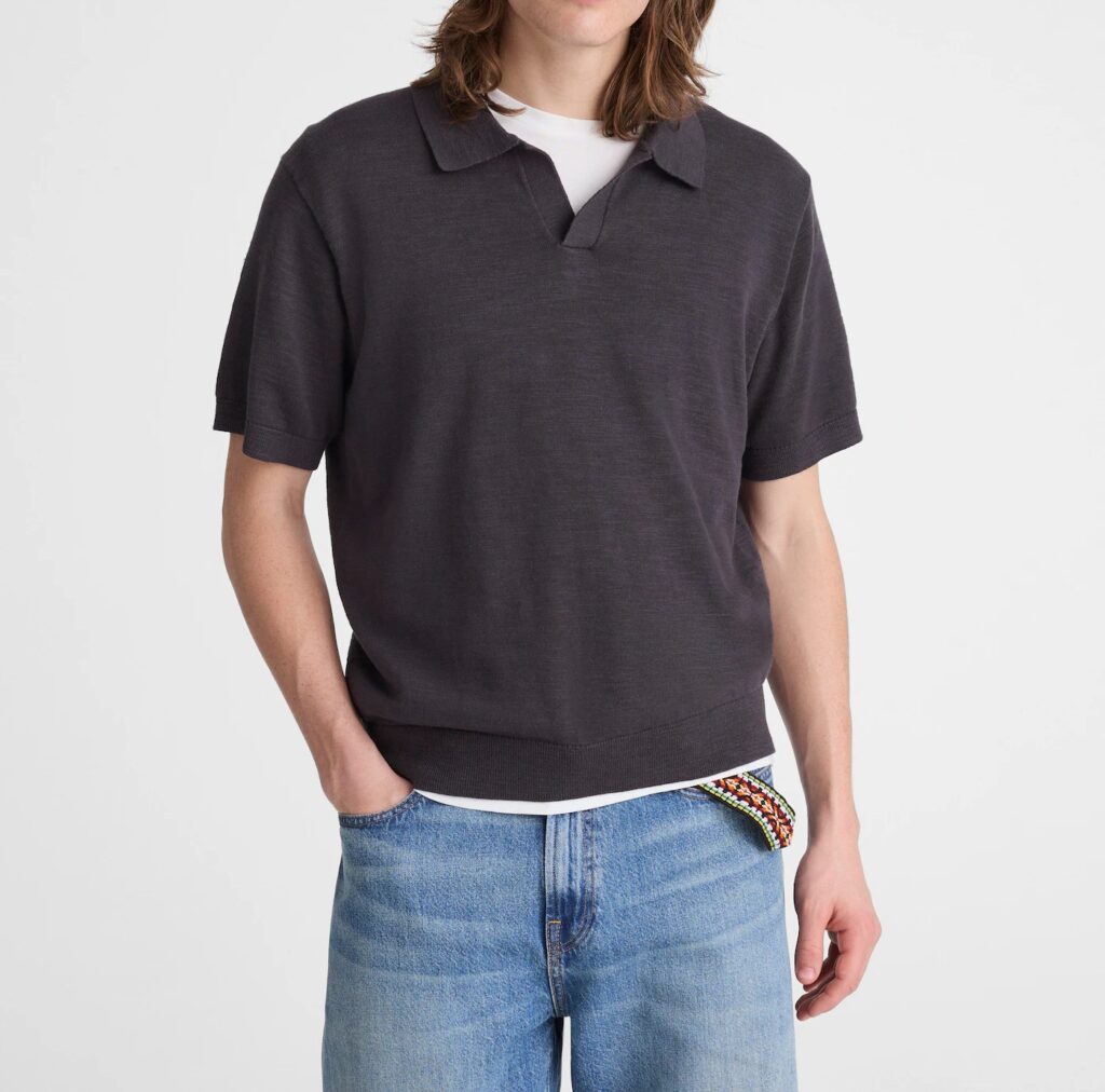 Johnny-Collar Sweater Polo