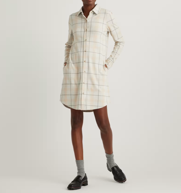 Stretch Sweater Fleece Shirt Dress