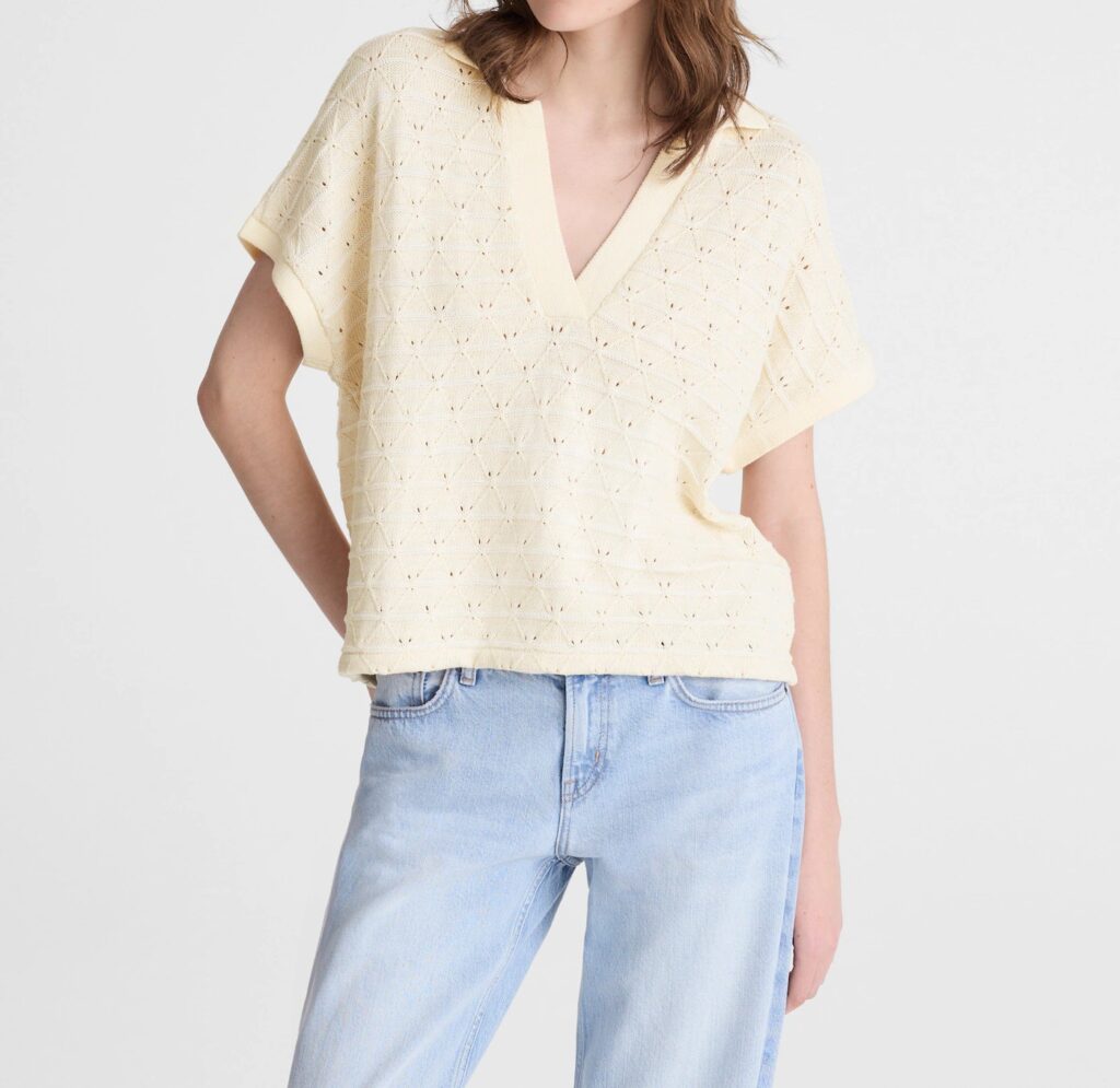 Diamond-Knit Relaxed Polo Shirt