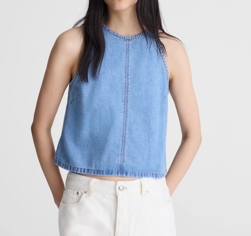Airy Denim Halter Shell Top