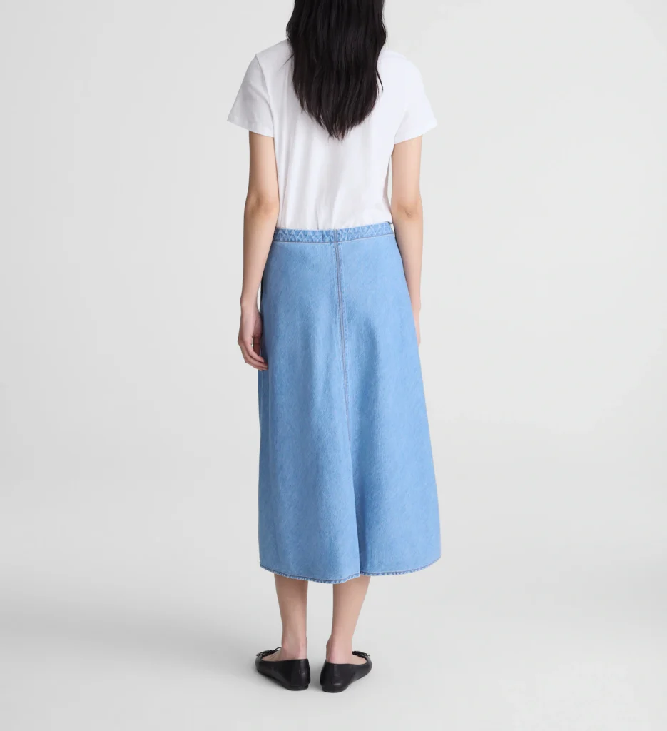 Airy Denim Slip Midi Skirt - hover