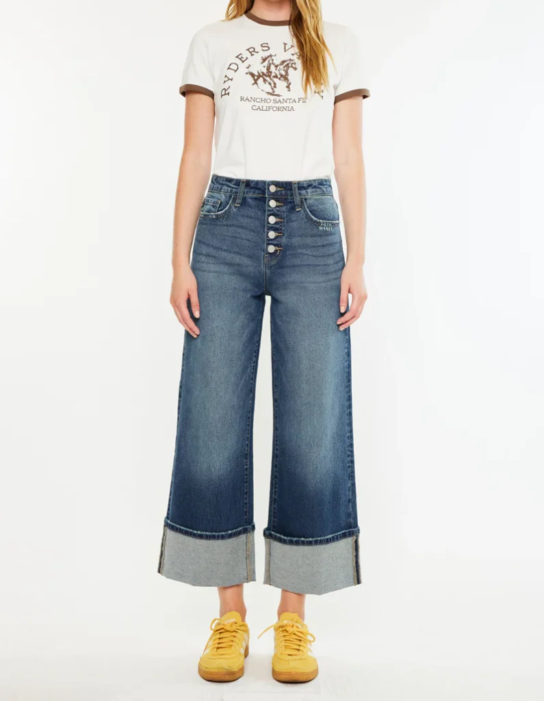 Dark Wash Cuffed Jeans
