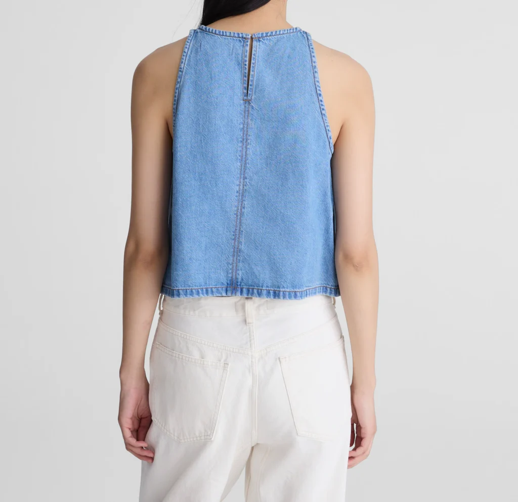 Airy Denim Halter Shell Top - hover