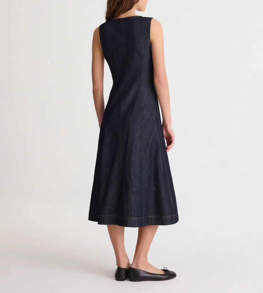Airy Denim Squareneck Button - hover