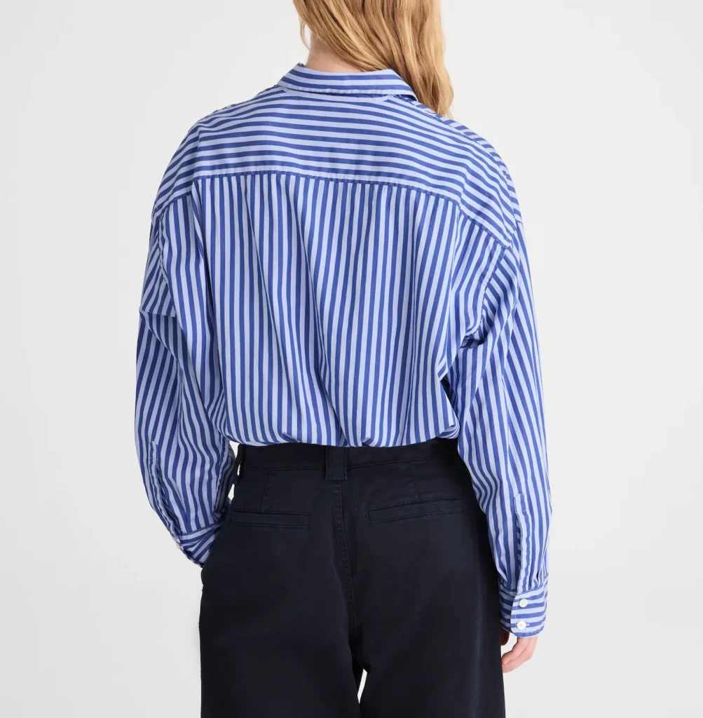 Drawstring Button-Up Shirt in Poplin - hover