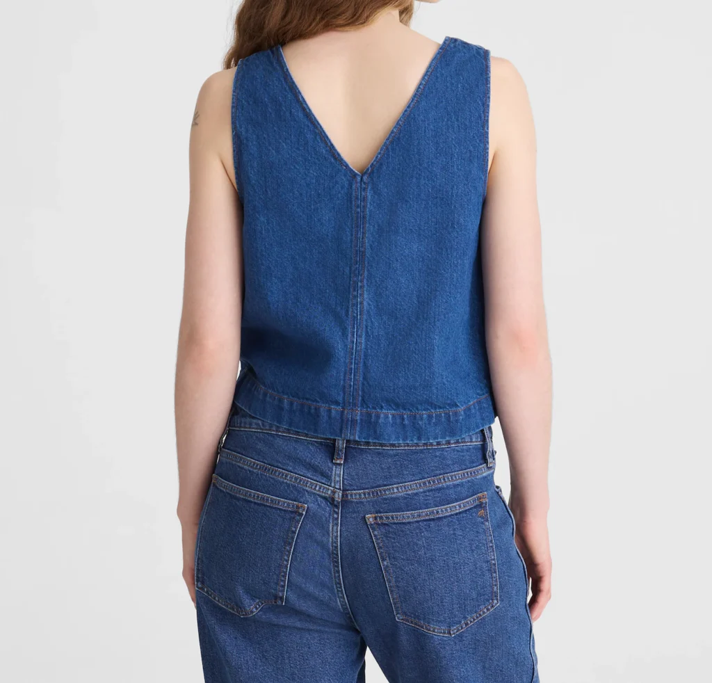 Denim V-Neck Shell Top - hover