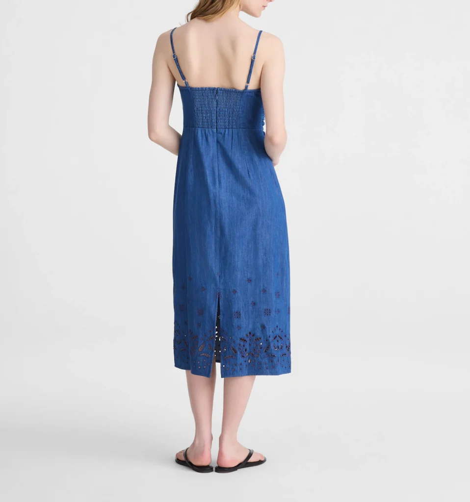 Denim Eyelet Midi Dress - hover