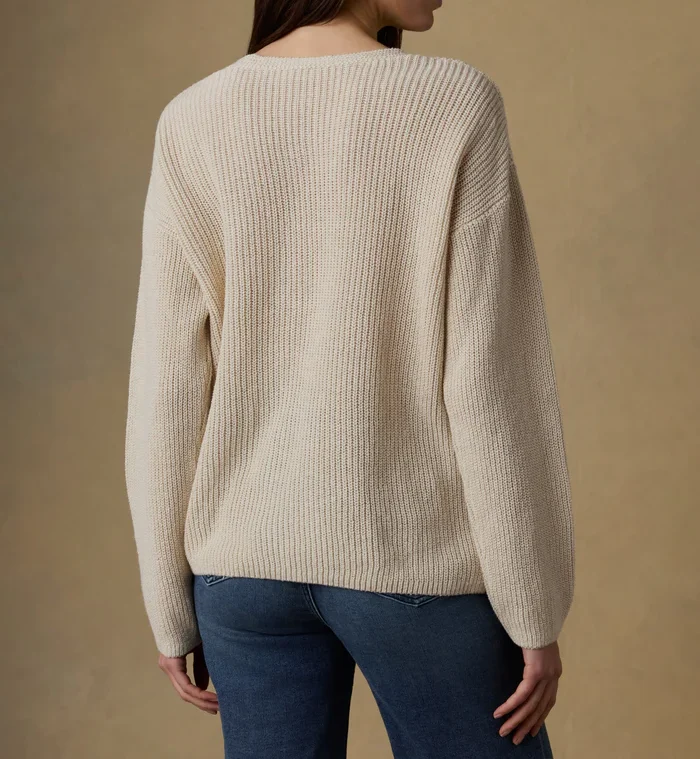 Miramar Linen Deep V Sweater - hover