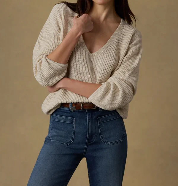 Miramar Linen Deep V Sweater