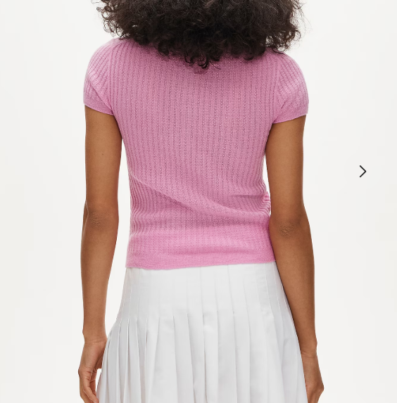 Pointelle short-sleeve sweater-polo - hover