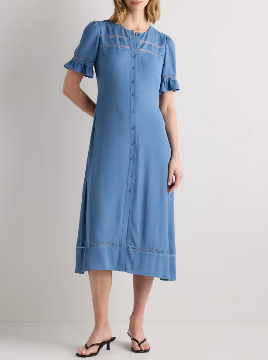 Lightweight Crepe Lace Inset Midi