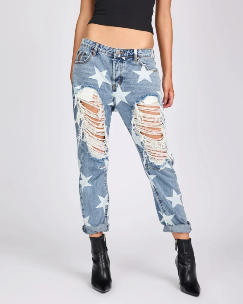 Saints Low Waist Boyfriend Denim Jeans