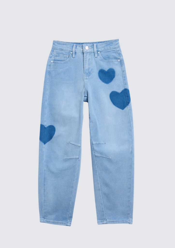 Girls Heart Shadow Barrel Jeans