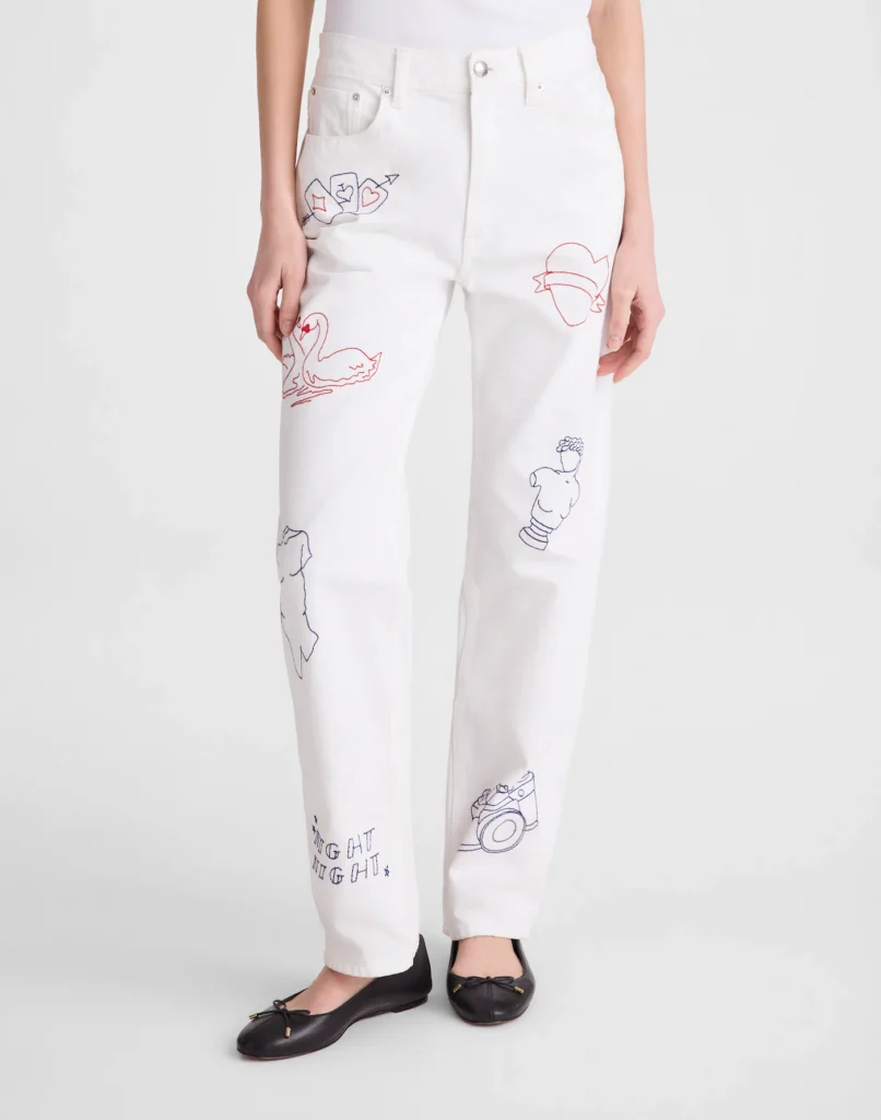 Embroidered Slim Boyfriend Jean