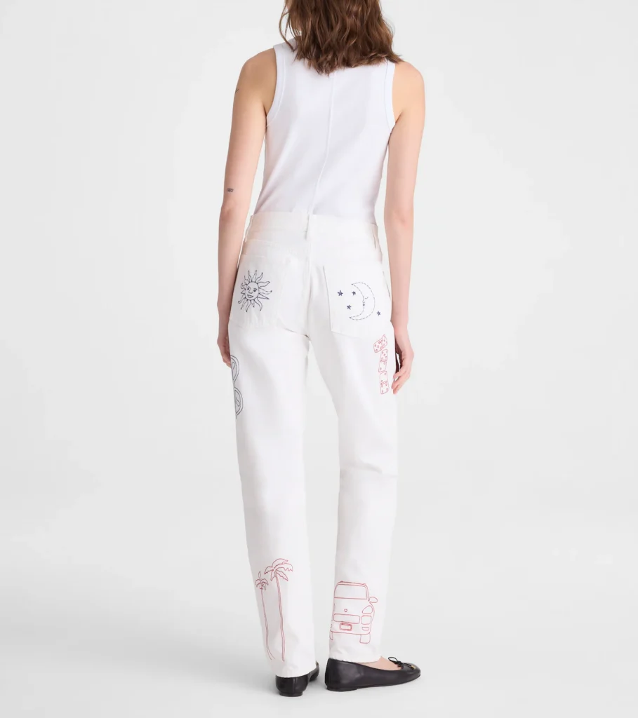 Embroidered Slim Boyfriend Jean - hover