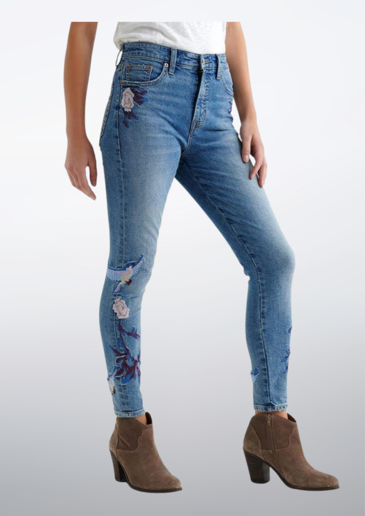 High Rise Embroidered Bridgette Skinny Jean