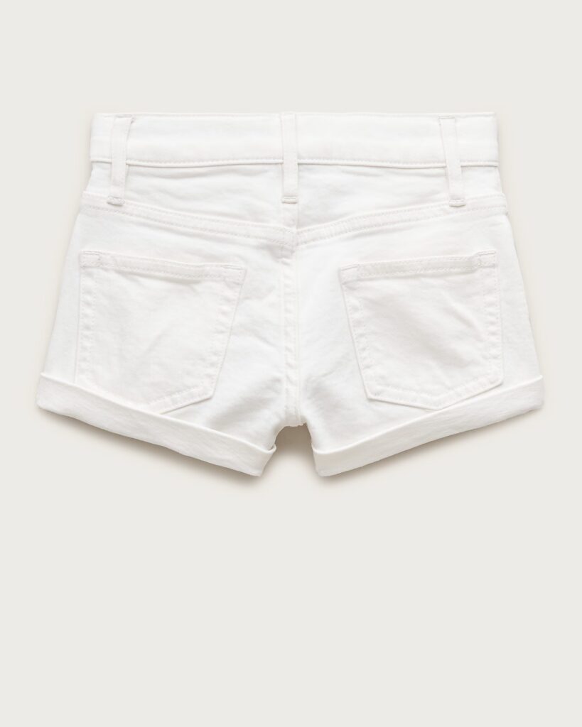 Girls’ island denim short in white - hover